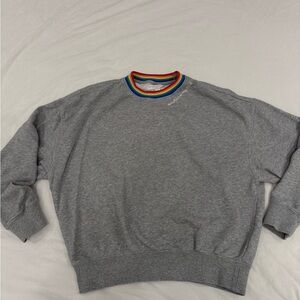 Spiritual Gangster Gray Crewneck with Rainbow Trim